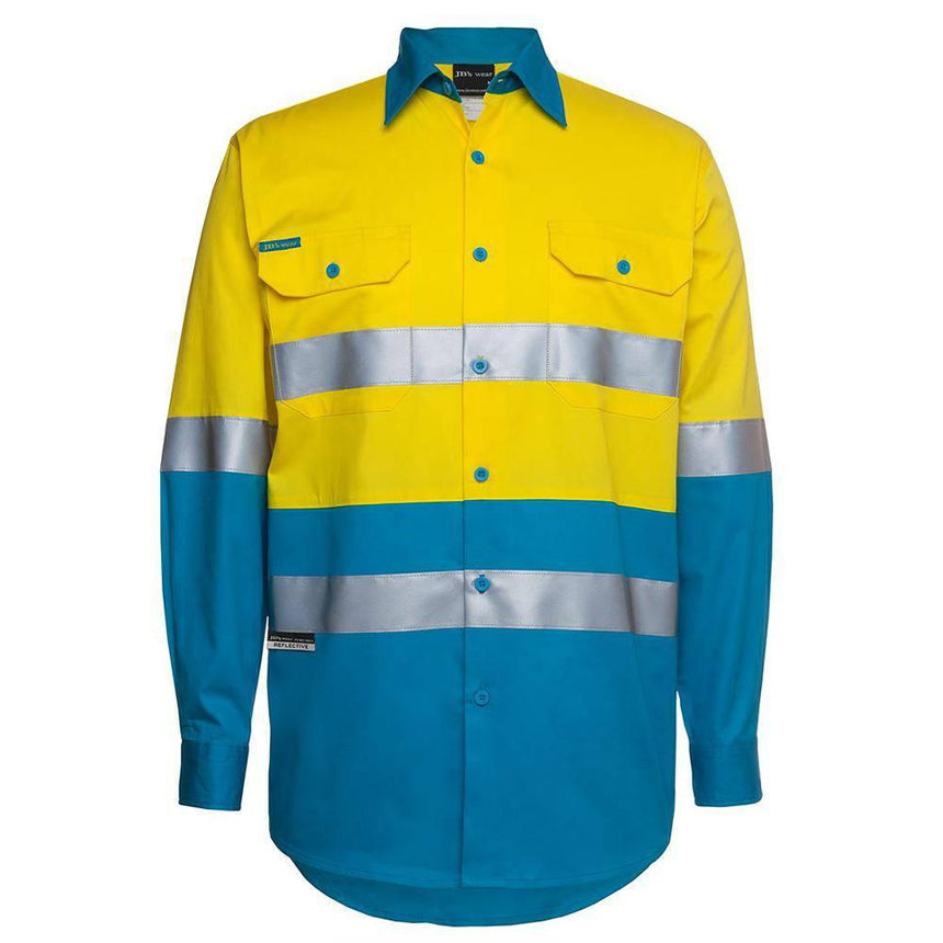 Hi Vis Long Sleeve Work Shirt Long Sleeve Shirts JB's Wear Yellow/Aqua 3XS 
