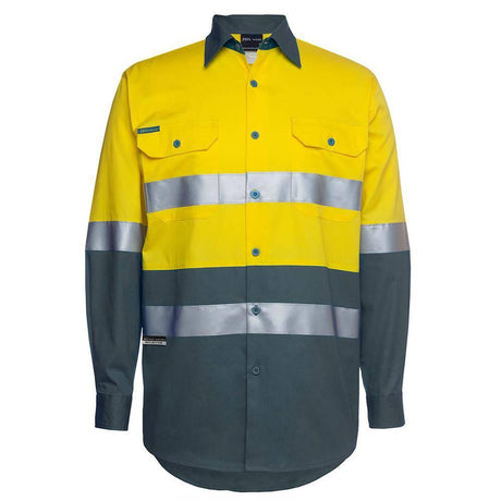 Hi Vis Long Sleeve Work Shirt Long Sleeve Shirts JB's Wear Yellow/Green 3XS 