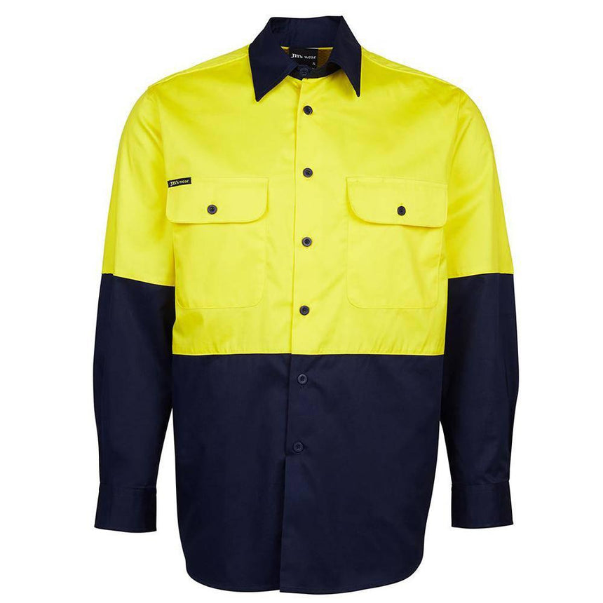 Hi Vis Long Sleeve Shirt Long Sleeve Shirts JB's Wear Yellow/Navy 2XS 
