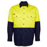 Hi Vis Long Sleeve Shirt Shirts JB's Wear Yellow/Navy 2XS