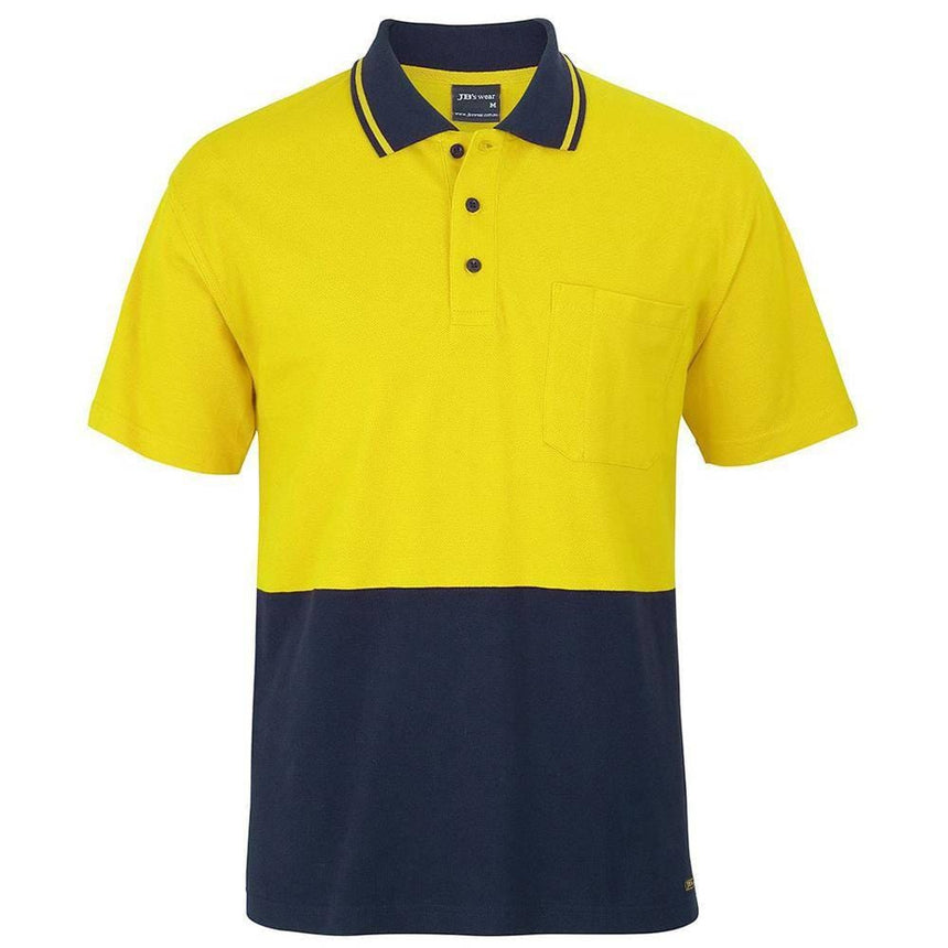 Hi Vis Short Sleeve Cotton Polo Polos JB's Wear Yellow/Navy 2XS 