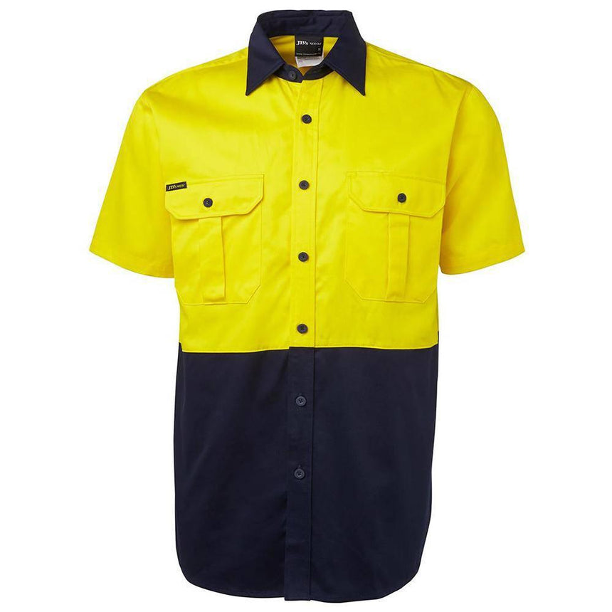 Hi Vis Short Sleeve Shirt Short Sleeve Shirts JB's Wear Yellow/Navy 2XS 