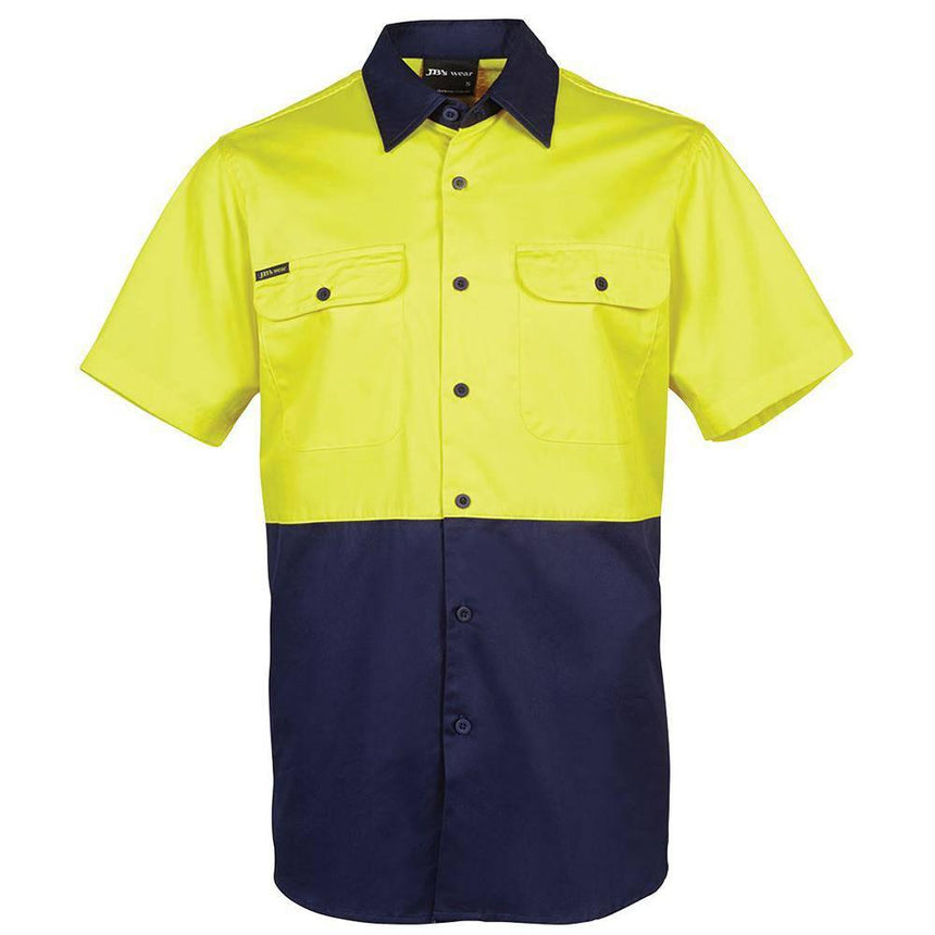 Hi Vis Short Sleeve Shirt 6HW Short Sleeve Shirts JB's Wear Yellow/Navy 2XS 