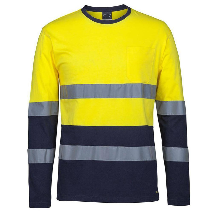 Long Sleeve Crew Neck T Shirt T Shirts JB's Wear Yellow/Navy XS 