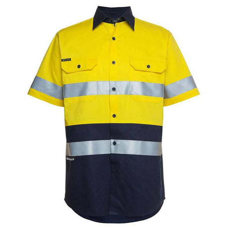 Taped Hi Vis Short Sleeve Shirt Short Sleeve Shirts JB's Wear Yellow/Navy XS 