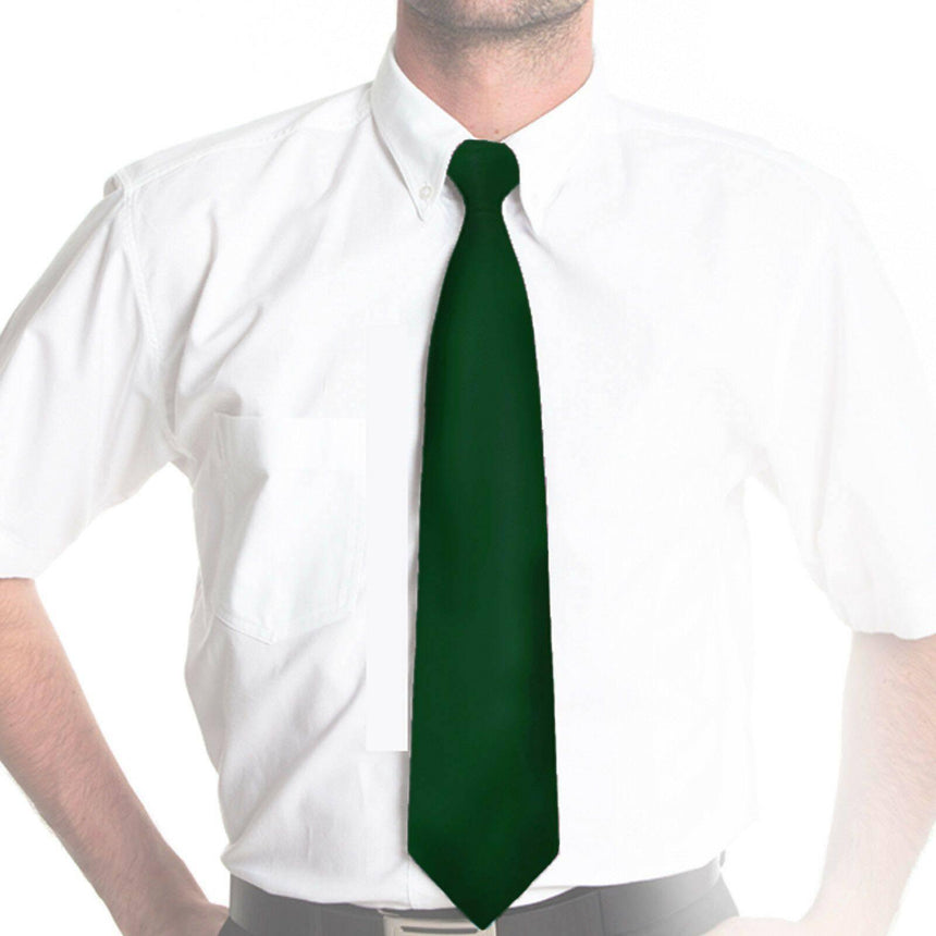Men's Black Clip On Tie Ties Jeridu 100% Polyester Bottle Green One Size