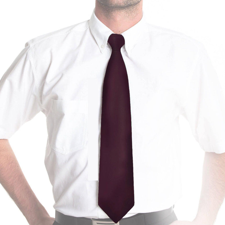 Men's Black Clip On Tie Ties Jeridu 100% Polyester Burgundy One Size