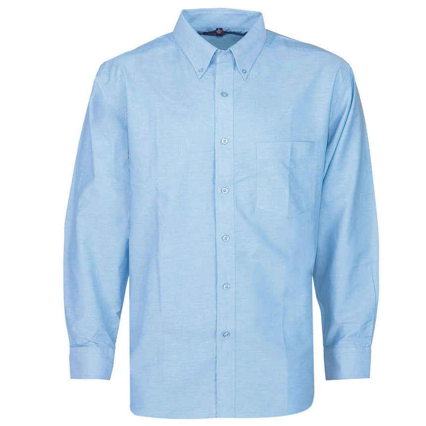 Men's Blue Oxford Shirt Long Sleeve Shirts Jeridu   