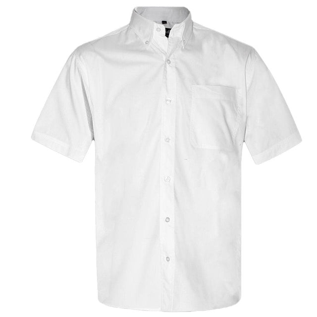Men's White Oxford Shirt Short Sleeve Shirts Jeridu   