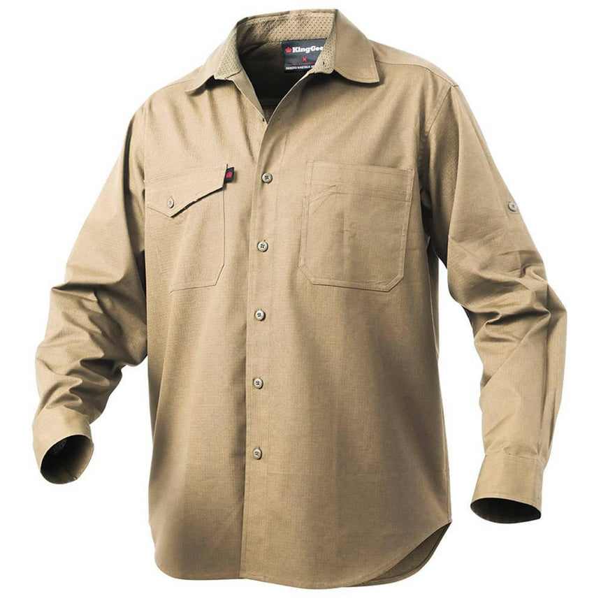 Workcool Long Sleeve 2 Shirt Long Sleeve Shirts KingGee 2XS Khaki 