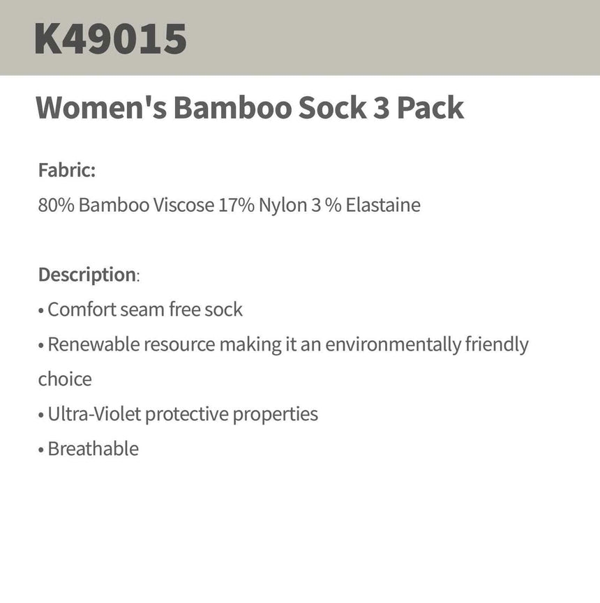King Gee Women's Bamboo Sock 3 Pack,K49015 Socks KingGee   