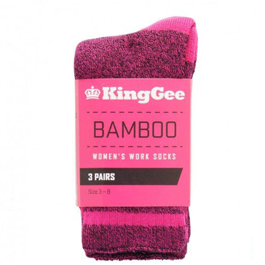 King Gee Women's Bamboo Sock 3 Pack,K49015 Socks KingGee Pink Marle  