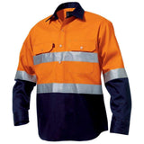 Reflective Spliced Drill Shirt Long Sleeve Shirts KingGee S Orange/Navy