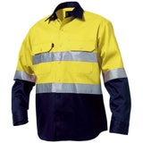 Reflective Spliced Drill Shirt Long Sleeve Shirts KingGee S Yellow/Navy