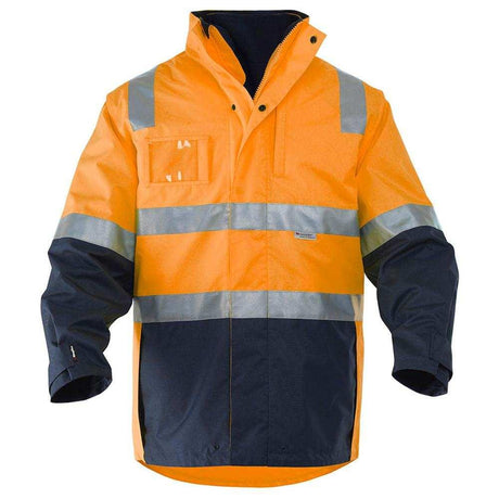 4 in 1 Waterproof Wet Weather Jacket Jackets KingGee XS Orange/Navy 