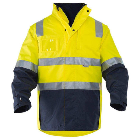 4 in 1 Waterproof Wet Weather Jacket Jackets KingGee XS Yellow/Navy 