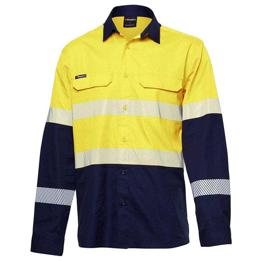 Workcool Pro Bio Motion Shirt Long Sleeve Shirts KingGee XS Yellow/Navy 