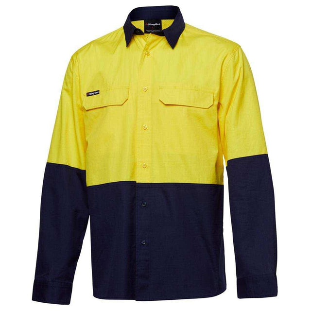 Workcool Pro Spliced Shirt Long Sleeve Shirts KingGee XS Yellow/Navy 