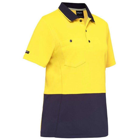 Workcool Womens Hyperfreeze Spliced Polo Polos KingGee XS Yellow/Navy 