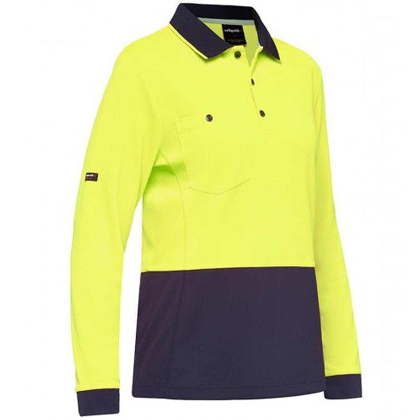 Workcool Womens Hyperfreeze Spliced Polo Polos KingGee XS Yellow/Navy 