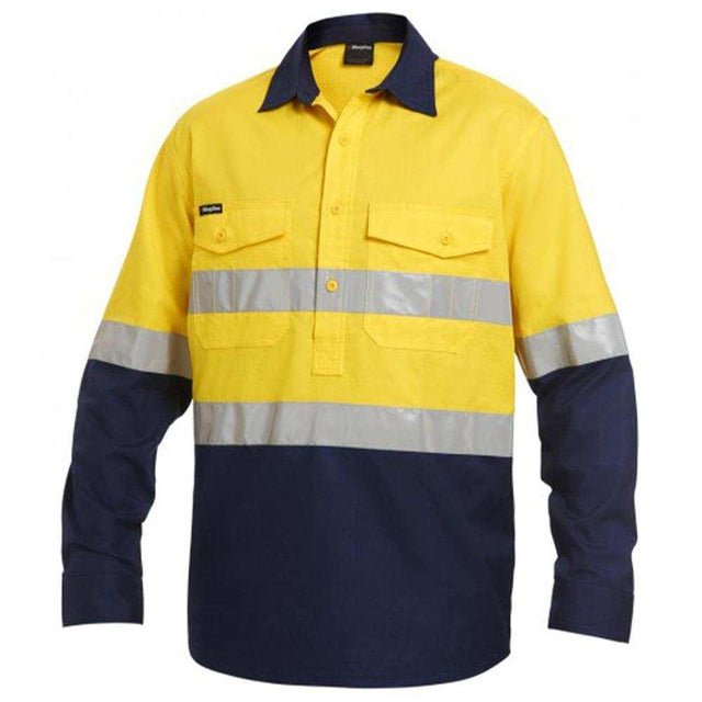Workcool2 Ref Spliced Closed Front Long Sleeve Shirt Long Sleeve Shirts KingGee XS Yellow/Navy 