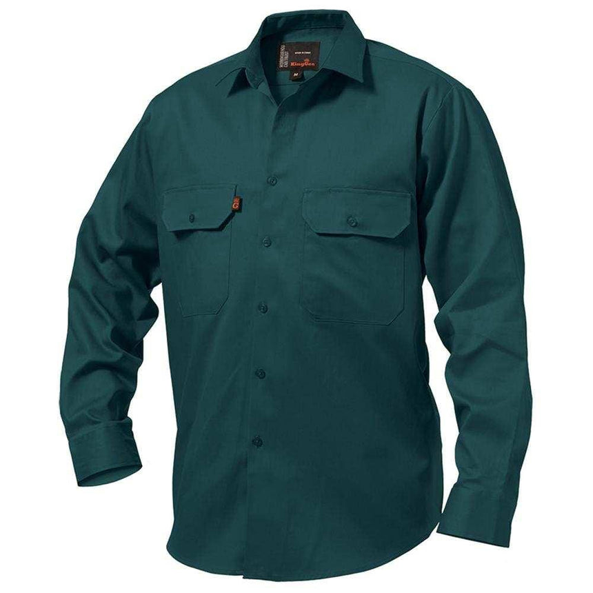 Open Front Drill Shirt Long Sleeve Long Sleeve Shirts KingGee XXS32 Green 