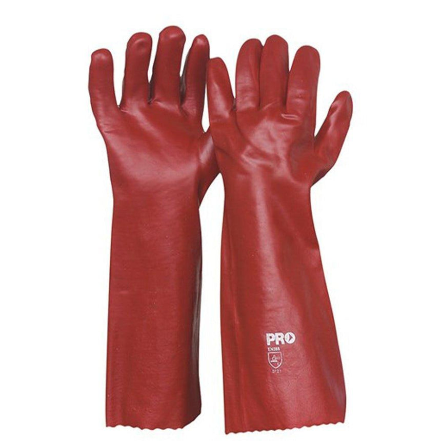 45cm Red PVC Gloves Large - 12 Pairs Gloves ProChoice   