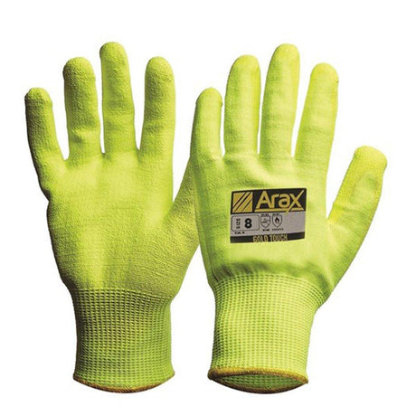 Arax® Gold Hi-Vis Yellow With Hi-Vis Yellow PU Palm Gloves ProChoice   