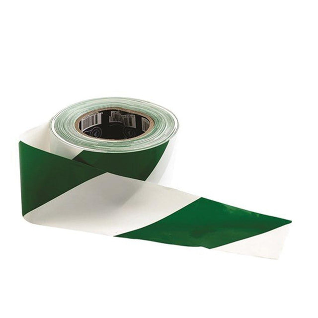 Barricade Tape - 100m x 75mm Green & White Site Safety ProChoice   