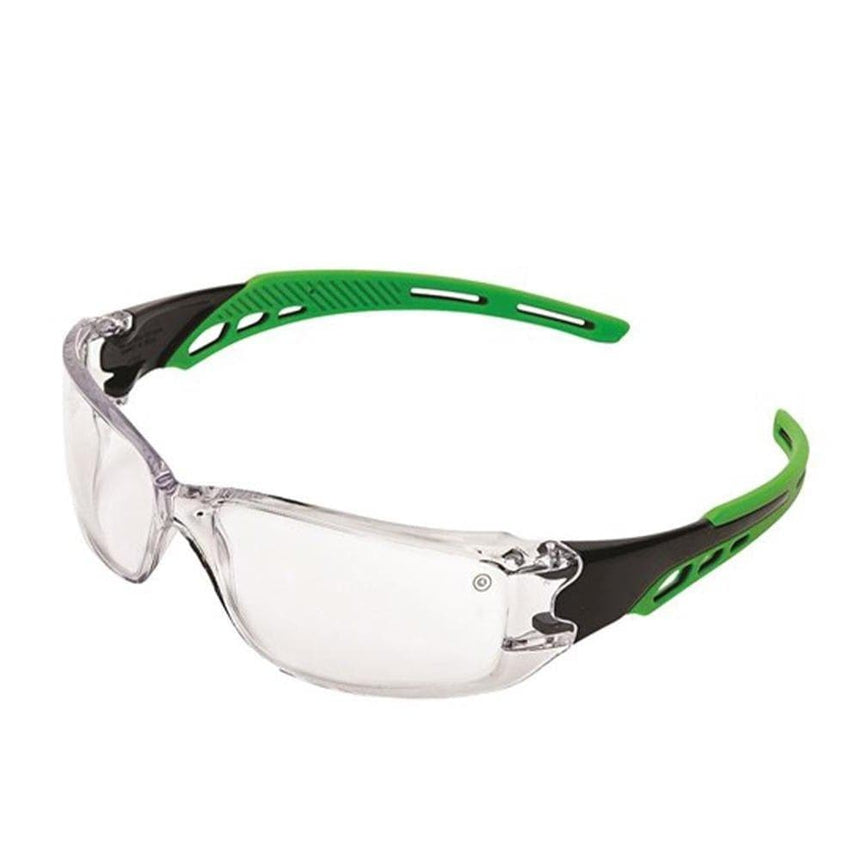 Cirrus Green Arms Safety Glasses Clear A/F Lens - 12 Pairs Eye Protection ProChoice   