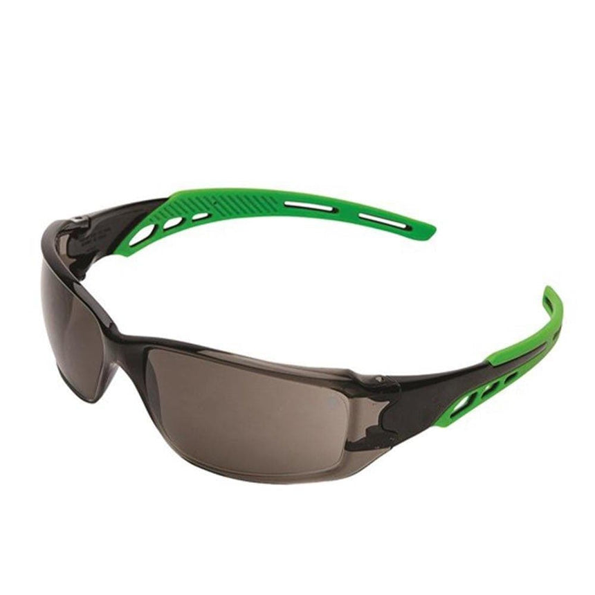 Cirrus Green Arms Safety Glasses Smoke A/F Lens - 12 Pairs Eye Protection ProChoice   