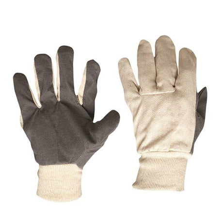 Cotton Drill Vinyl Palm Gloves Large - 12 Pairs Gloves ProChoice   