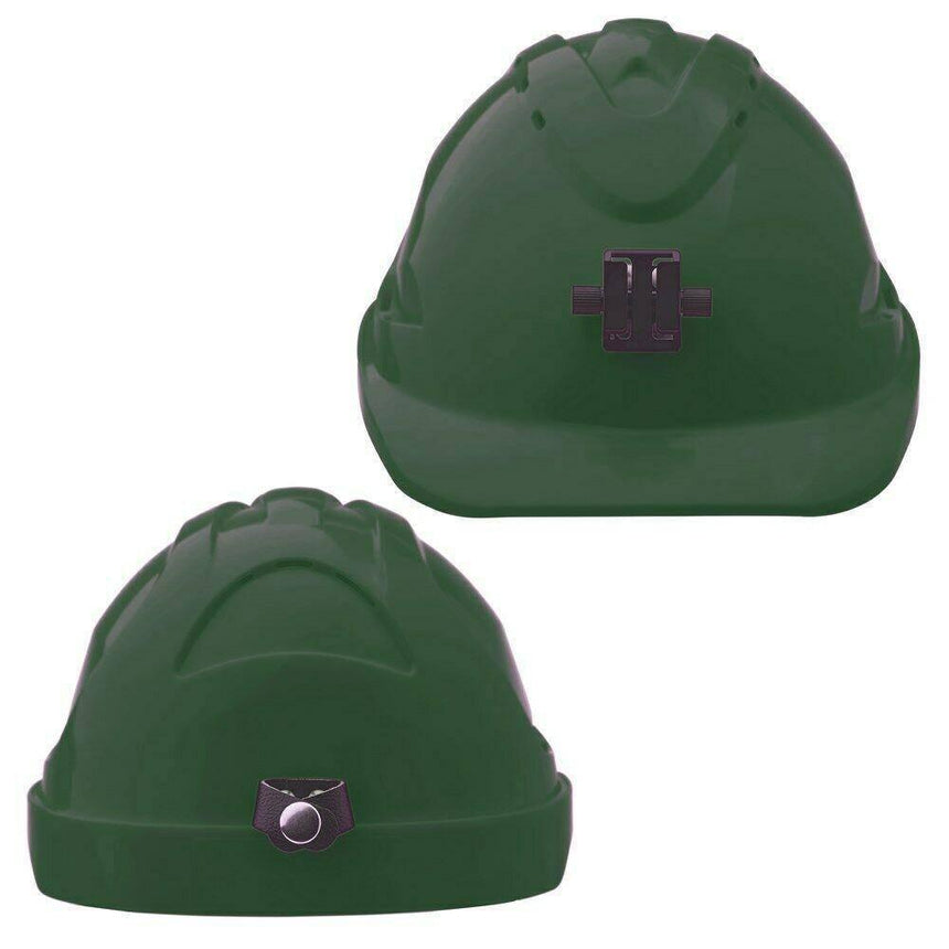 V9 Hard Hat Vented + Lamp Bracket Pushlock Harness Head Protection ProChoice Green  