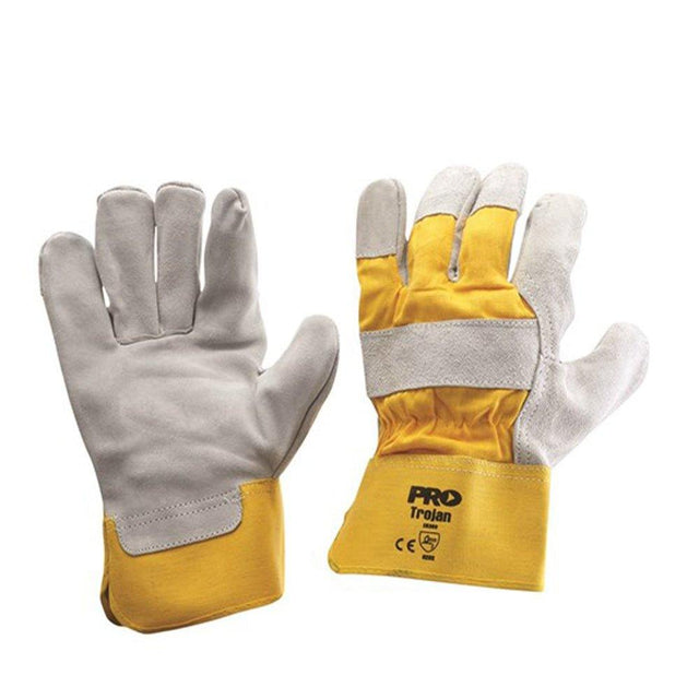 Yellow/Grey Leather Gloves Large - 12 Pairs Gloves ProChoice   