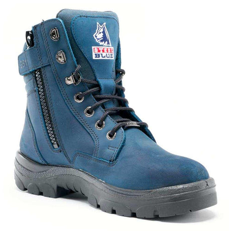 Blue Southern Cross® Zip Work Boots 312361 Zip Up Boots Steel Blue   