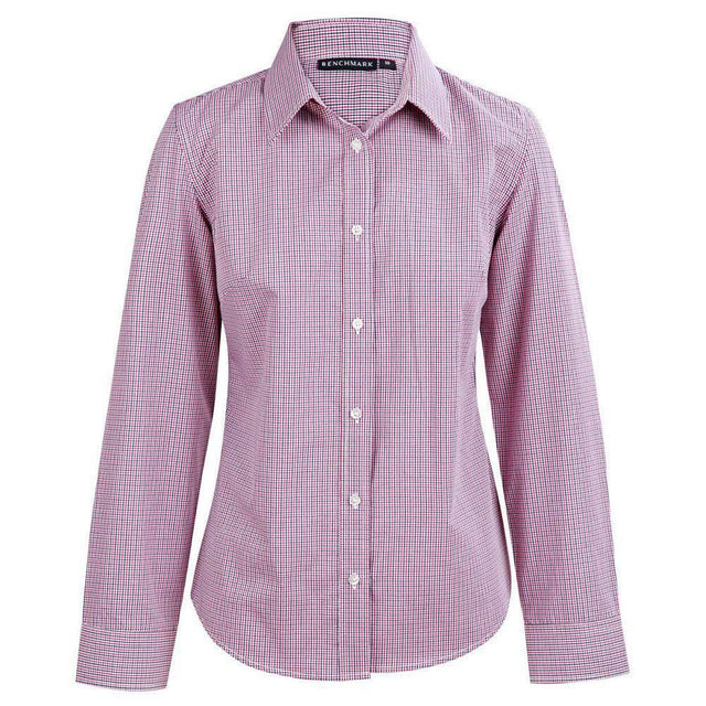 Ladies’ Two Tone Mini Gingham Long Sleeve Shirt Long Sleeve Shirts Winning Spirit 6  