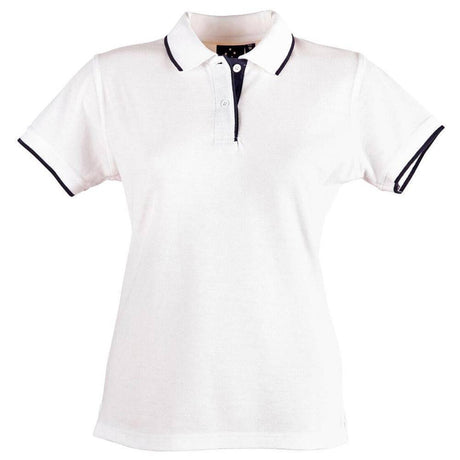 PS48A Liberty Polo Ladies Polos Winning Spirit 6 White.Navy 