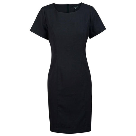 Ladies’ Poly/Viscose Stretch, Short Sleeve Dress Dresses Winning Spirit Black 6 