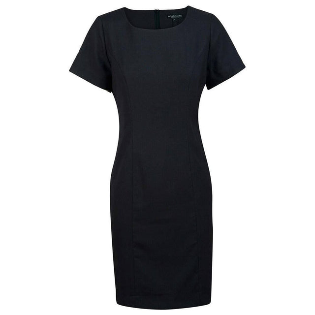 Ladies’ Poly/Viscose Stretch, Short Sleeve Dress Dresses Winning Spirit Black 6 
