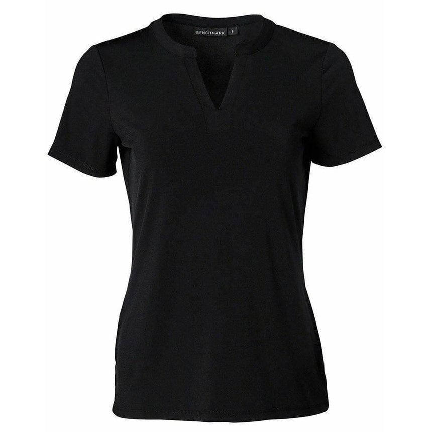 Ladies Short Sleeve Knit Top Sofia Short Sleeve Shirts Winning Spirit Black 6 