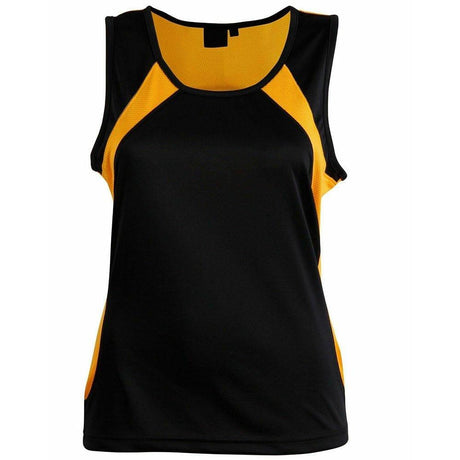 TS74 Sprint Singlet Ladies Singlets Winning Spirit Black.Gold 6 