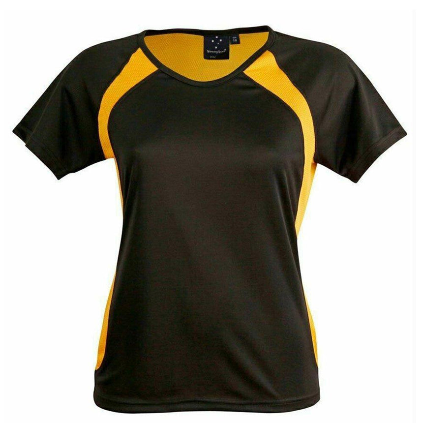 Sprint Tee Shirt Ladies T Shirts Winning Spirit Black.Gold 6 