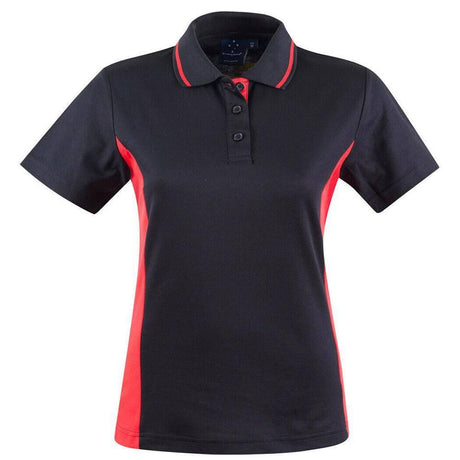 PS74 Teammate Polo Ladies Polos Winning Spirit Black.Red 8 