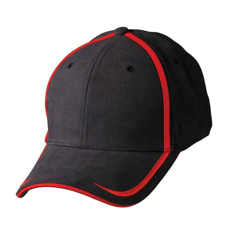 CH65 Contrast Trim Cap Hats Winning Spirit Black.Red  