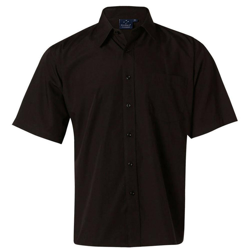 Men's Poplin Short Sleeve Business Shirt Short Sleeve Shirts Winning Spirit Black S 
