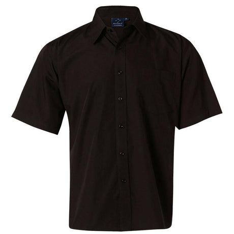 Men's Poplin Short Sleeve Business Shirt Short Sleeve Shirts Winning Spirit Black S 
