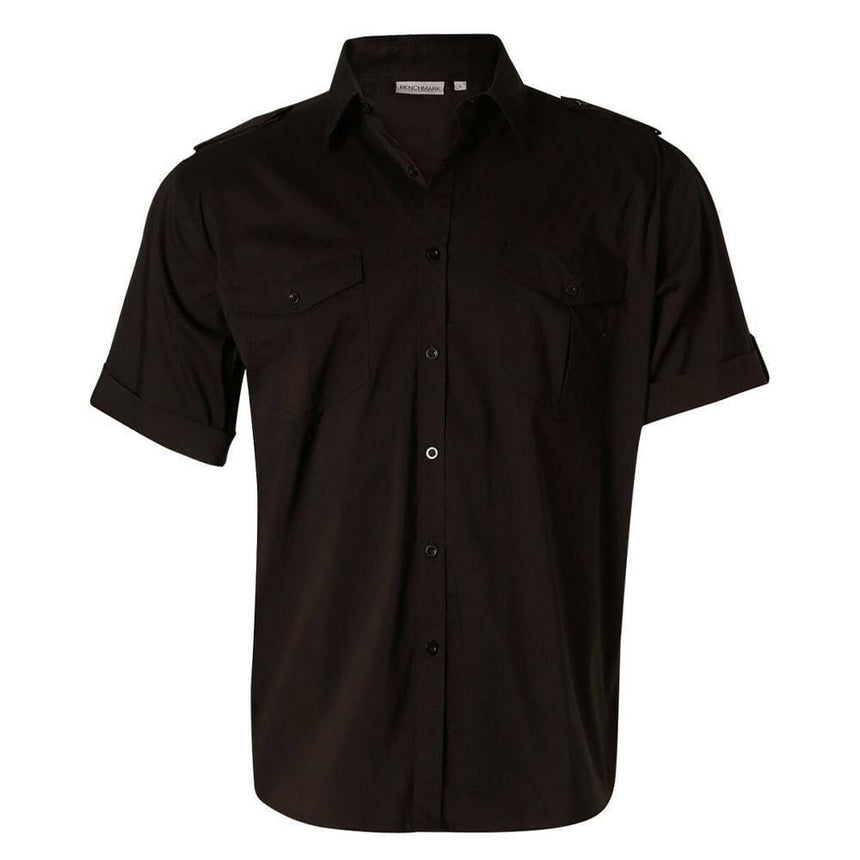 Men's Short Sleeve Military Shirt Short Sleeve Shirts Winning Spirit Black S 