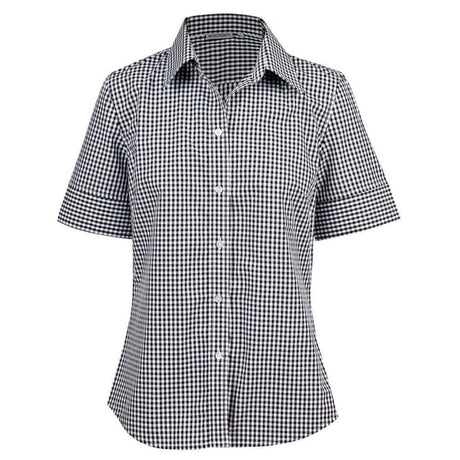 M8300S Ladies’ Gingham Check Short Sleeve Shirt Shirts Winning Spirit Black.White 6