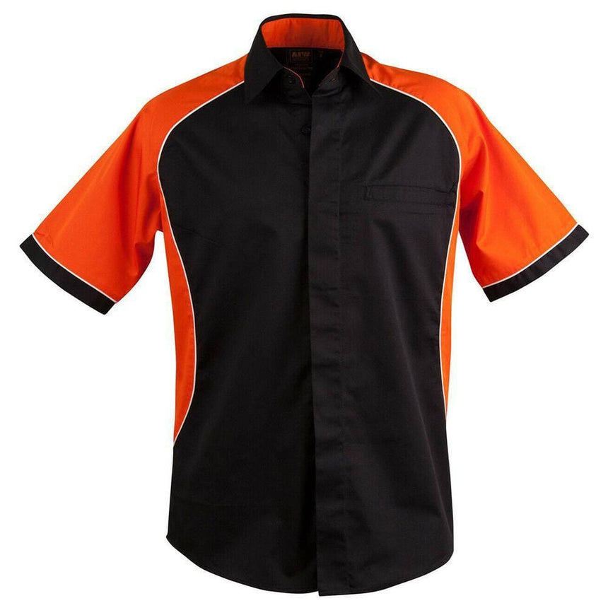 Men's Arena Tri Colour Contrast Shirt Short Sleeve Shirts Winning Spirit Black.White.Orange S 
