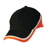 CH38 Tri Contrast Colours Cap Hats Winning Spirit Black.White.Orange  